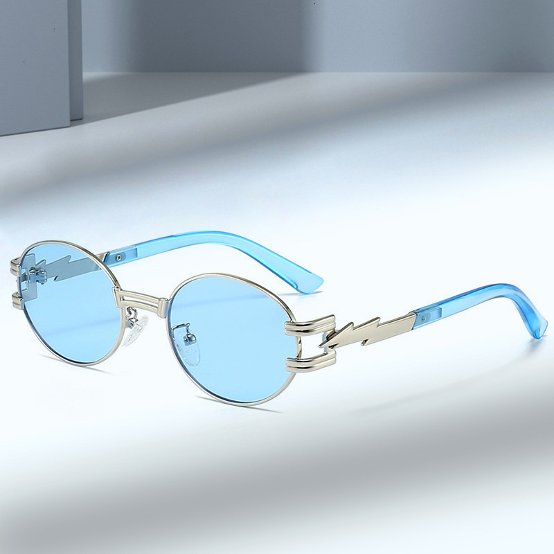 New Fashion Oval Frame Steampunk Avant-Garde Personality European and American Light Luxury Runway Ins Internet Celebrity Sunglasses