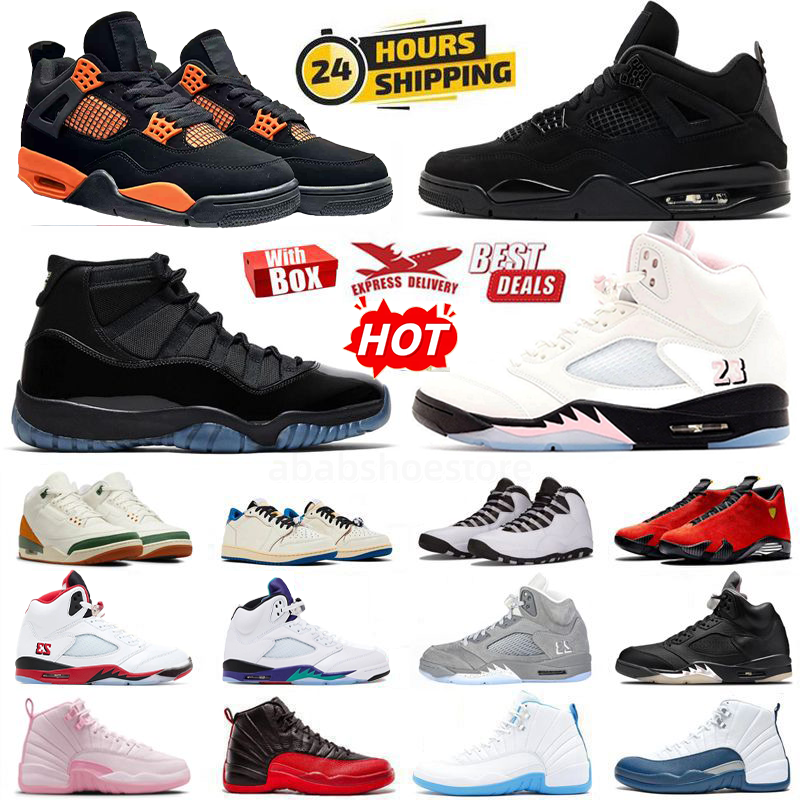 With Box 4s 5s 11s 12s Basketball Shoes 11 4 12 5 New Gamma Blue Black Cat Orange Thunder Medium Soft Pink-Black Taxi Grape Wolf Grey Fragment Steel Men Women sneaker
