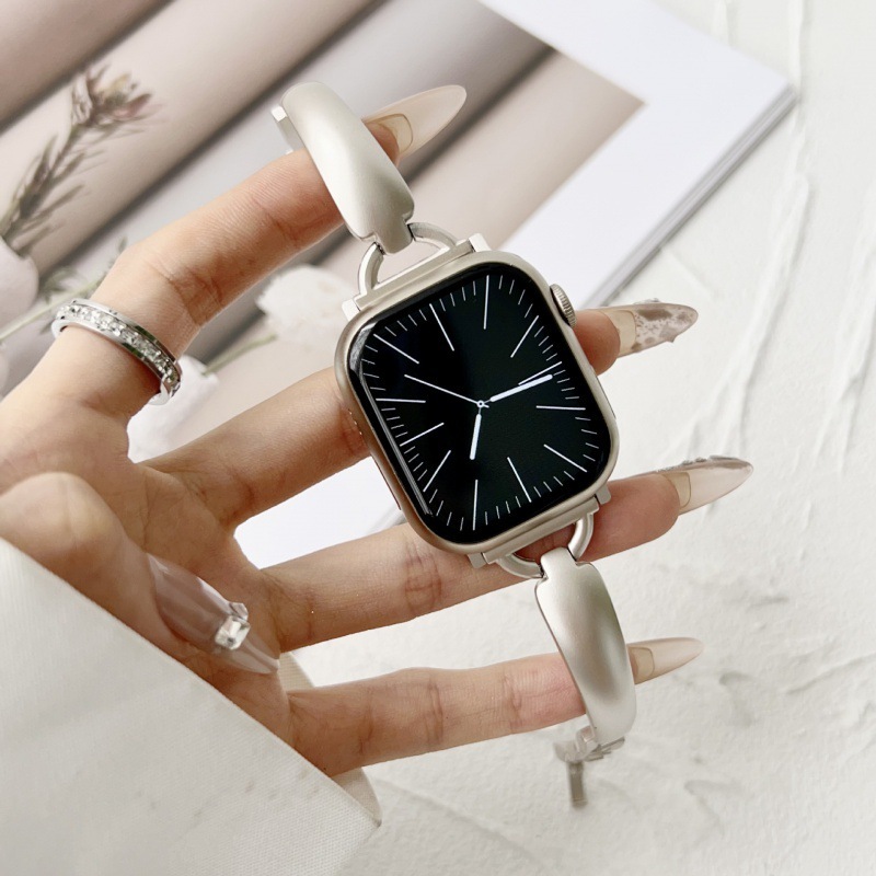 Starlight Color Metal Compatible with Apple iWatch 9 Watch Band S8 Niche SE10