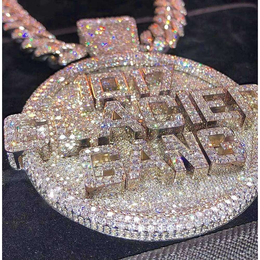 Iced Out Hip Hop VVS Men's Fine Jewelry Sterling Silver 18K Gold Plated 3D Moissanite Pendant