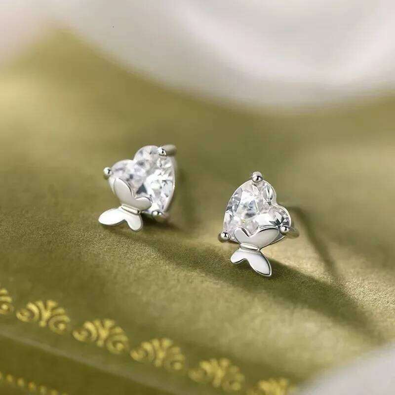 Sam Panda 925 Sterling Silver Butterfly Zircon Earring for Women Ear Stud Elegant Cute Fresh Versatile Jewelry Gift Dropshipping
