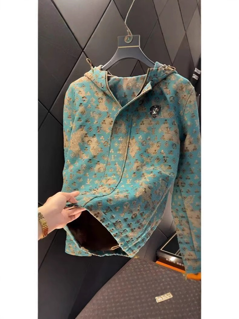 Free Shipping 2026 Spring Autumn New Men's Hooded Jacquard Jacket, European Style Edgy Premium Casual Coat, Light Luxury Streetwear Outerwear