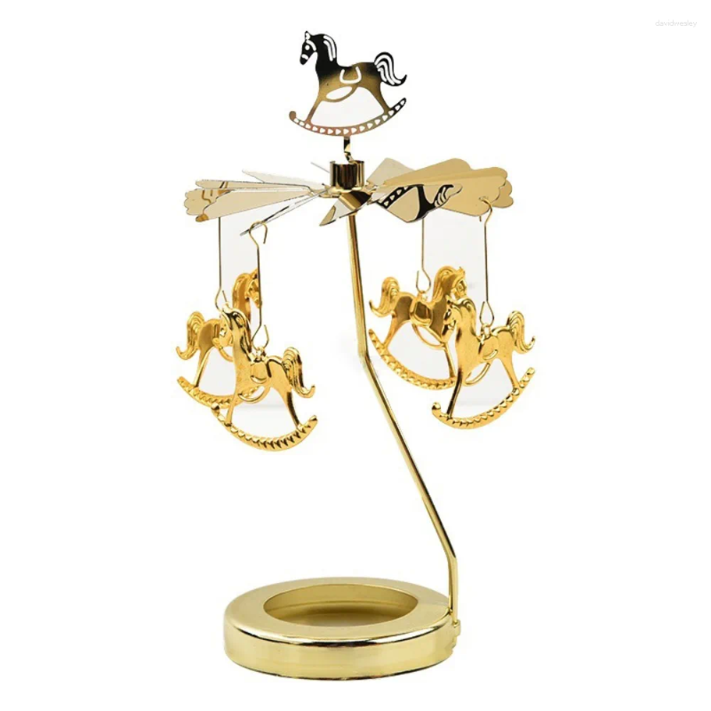 Candle Holders Metal Rotating Holder Mechanism Heat-Powered Rotation Spinner Carousel Elegance Style Transfer Windmill H260310