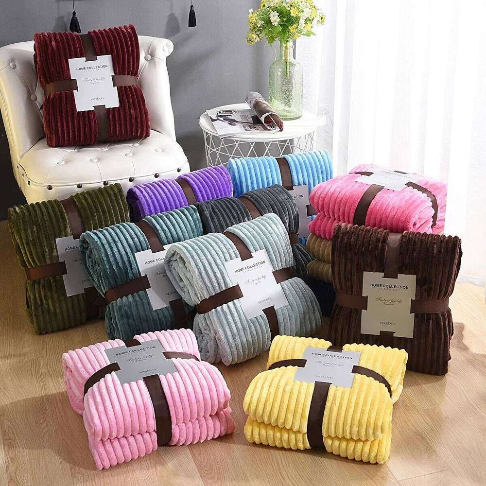 Blanket Winter Flannel For Beds Solid Coral Fleece Faux Fur Throw Coverlet Sofa Cover Bedspread Soft Fluffy Plaid Blankets 26N0106