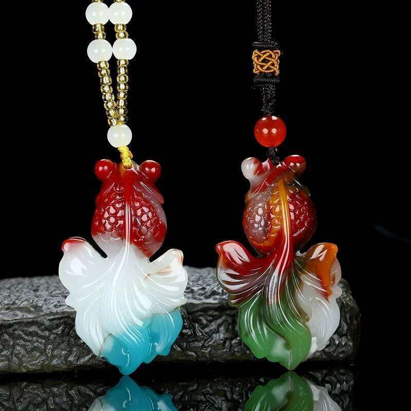 Natural Colorful Jade Rich Goldfish Have Been More Than Men's and Women's Sweater Chain Pendants for Years XJ260106