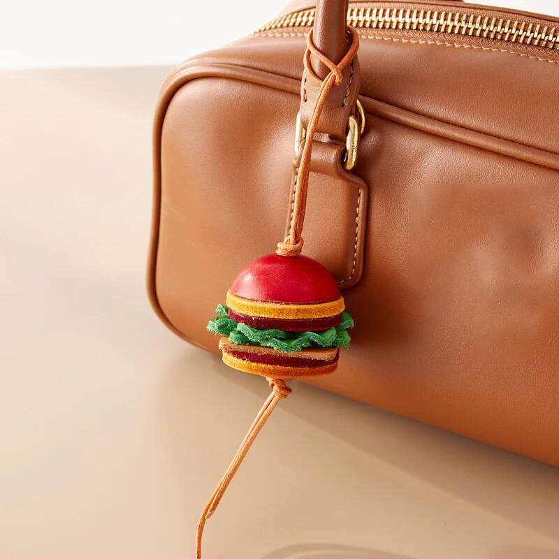 Strawberry charm cowhide hamburger lantern leather fashion high-end persimmon keychain decoration pendant bag accessories XJ260106