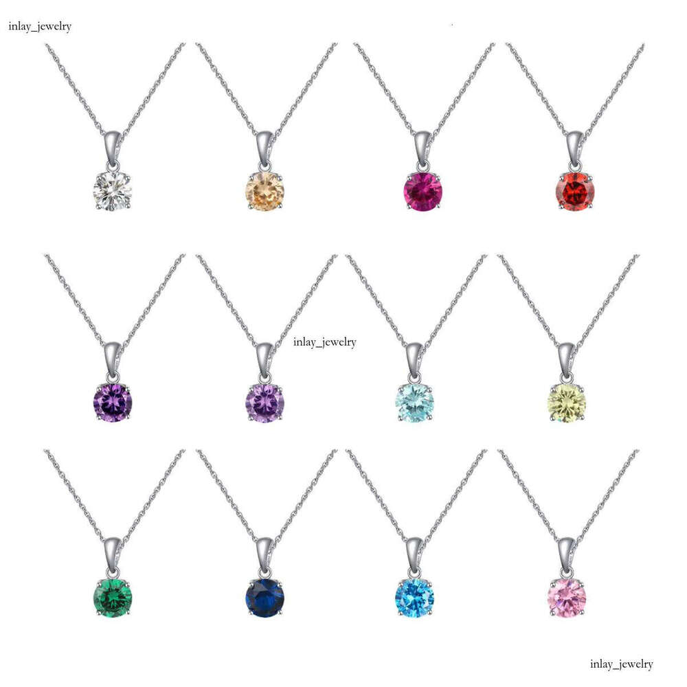 Wholesale Simple 925 Sterling Silver Platinum Plated Zodiac Necklace 12 Constellation Birthstone VVS Moissanite Birthday Chain