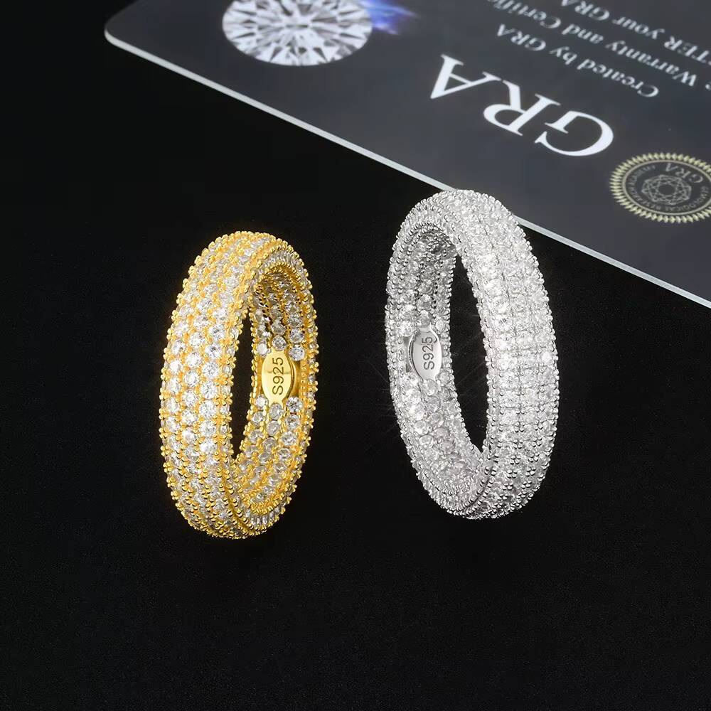 High-quality Wedding and Engagement Hip-hop Jewelry Zircon 925 Sterling Silver Rings Couple Rings for Men and Women