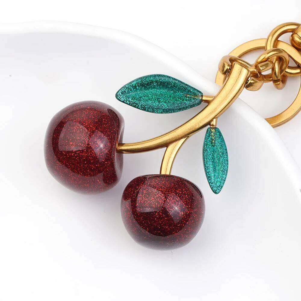 New Red Keychain Charm For Women's Handbag Internet-famous Crystal Cherry Pendant High-Grade Bag Accessories XJ260106