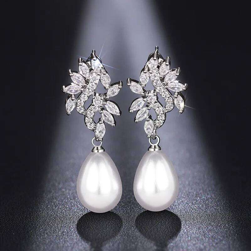 Pearl Drop Earrings Women Aesthetic Fancy Wedding Bridal Jewelry Modern Accessories for Engagement