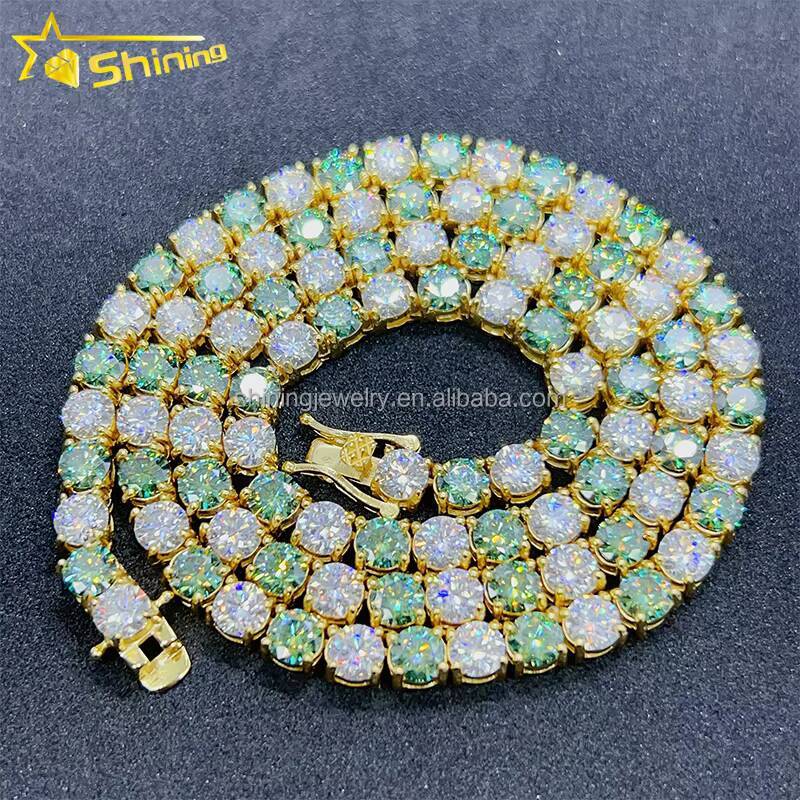 Hot Sale Green Moissanite Tennis Chain Fine Jewelry S925 Tennis Chain Bracelets necklace Custom Moissanite Jewelry