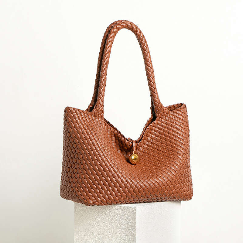 JINXIANGGUO Handwoven Tote Hobo Large Capacity European And American Fashion Lazy Style Single Shoulder Underarm Mother Bag With Buckle Closure Mixed 