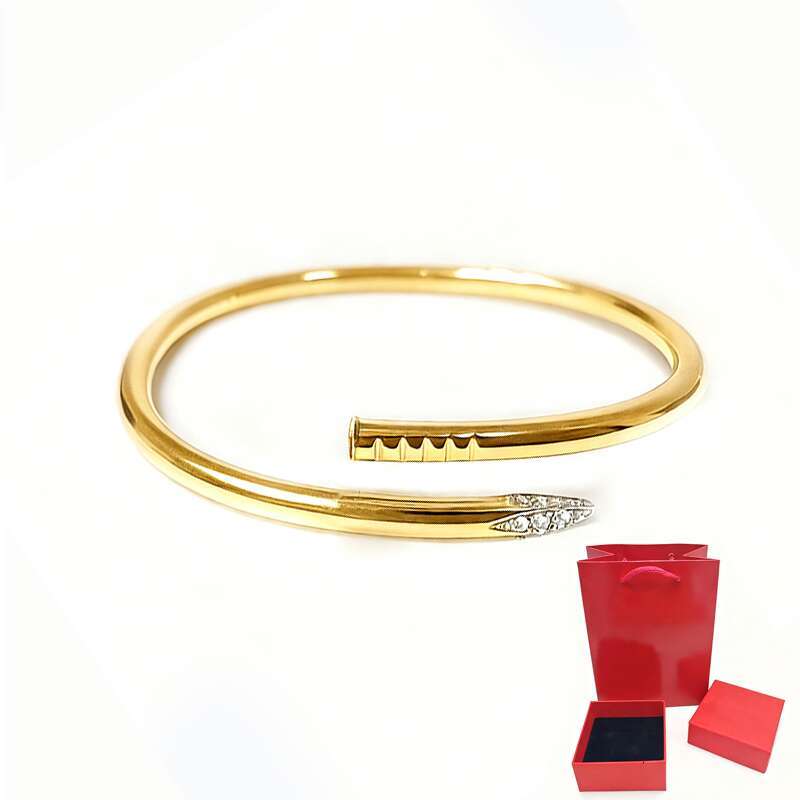With Box Classic 4MM W Nail Bracelet Designer For Women Men Stainless Steel Plated Gold Bracelet Bangle Fashion Designer Jewelry Woman Christmas Gift