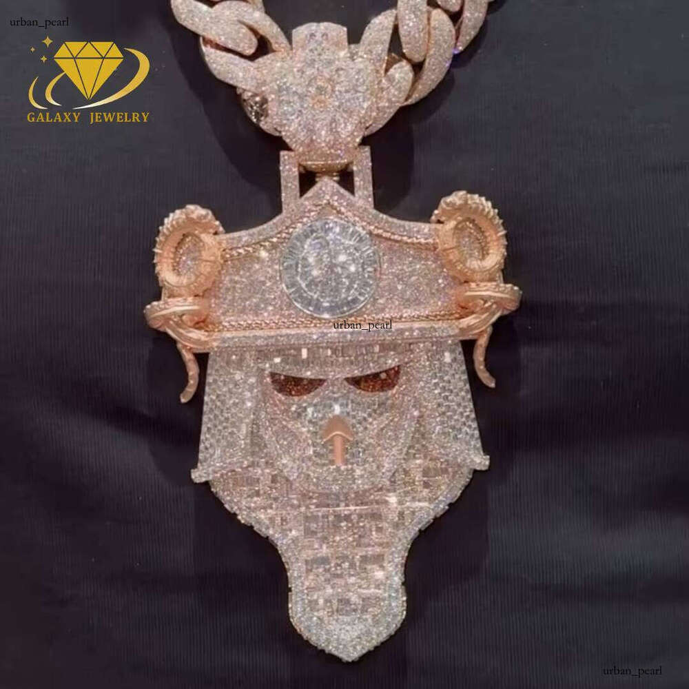 Hip Hop Jewelry Vvs Iced Mayan Conqueror Baguette Cut Sier Monster Moissanite Pendant
