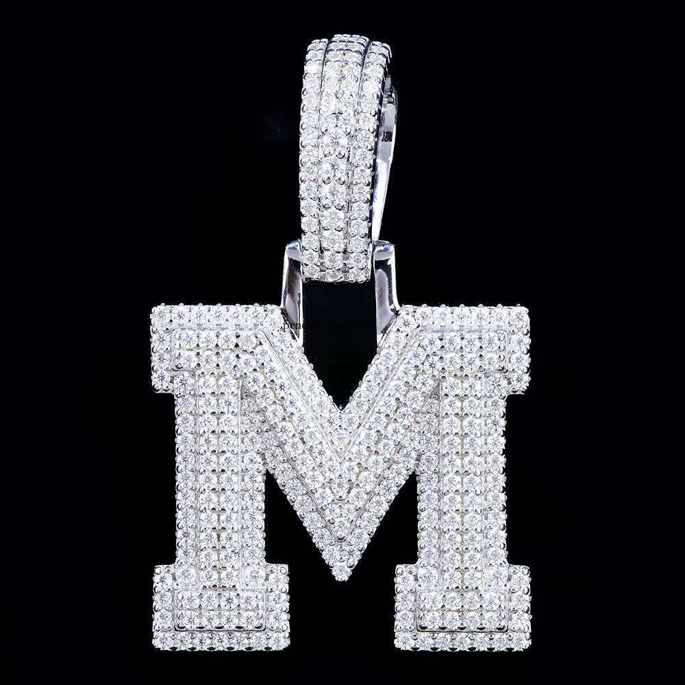 Sier Letter M D VVS Moissanite Fashion Hip-Hop Jewelry with GRA Certificate Iced Pendant and Charm