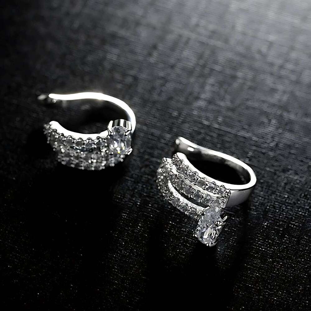 Sam Panda 925 Sterling Silver Zircon Earrings for Women Aesthetic Elegant Luxury Temperament Austere Jewelry Gift Dropshipping