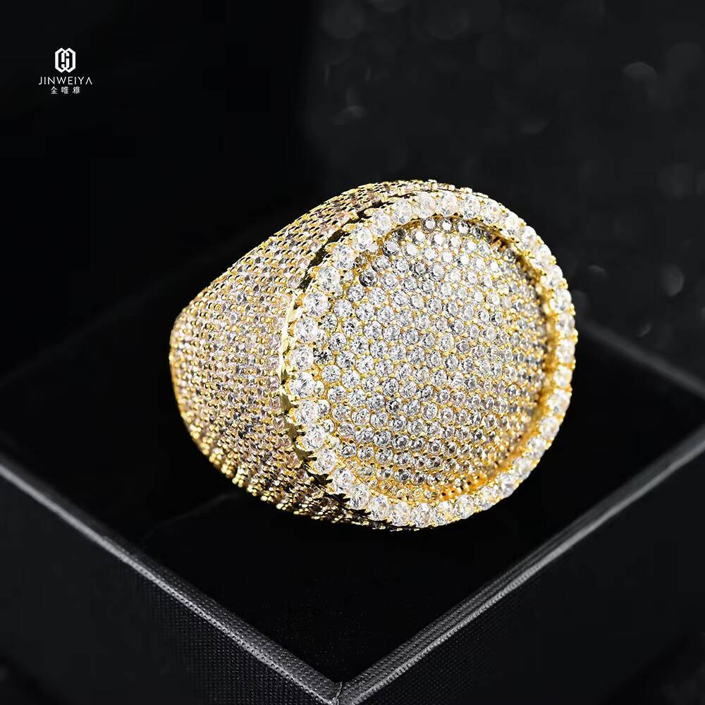 Mens Moissanite Ring Solid 925 Silver Hip Hop Jewelry Luxury Iced Out Pass Diamond Tester Cuban Ring