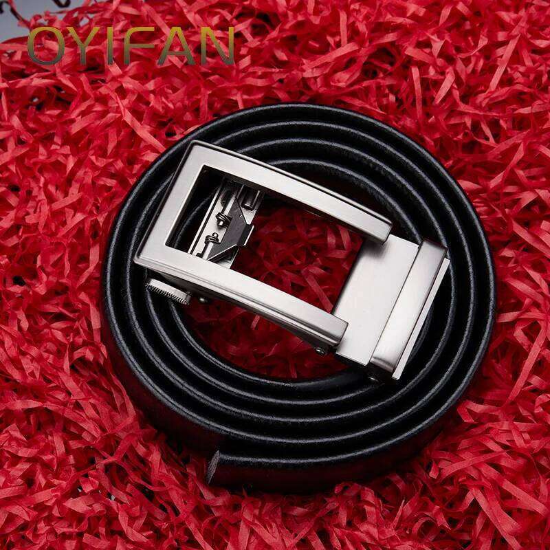 26H0105 OYIFAN fashion men genuine leather automatic buckle adjustable ratchet jeans formal belt 26H0106