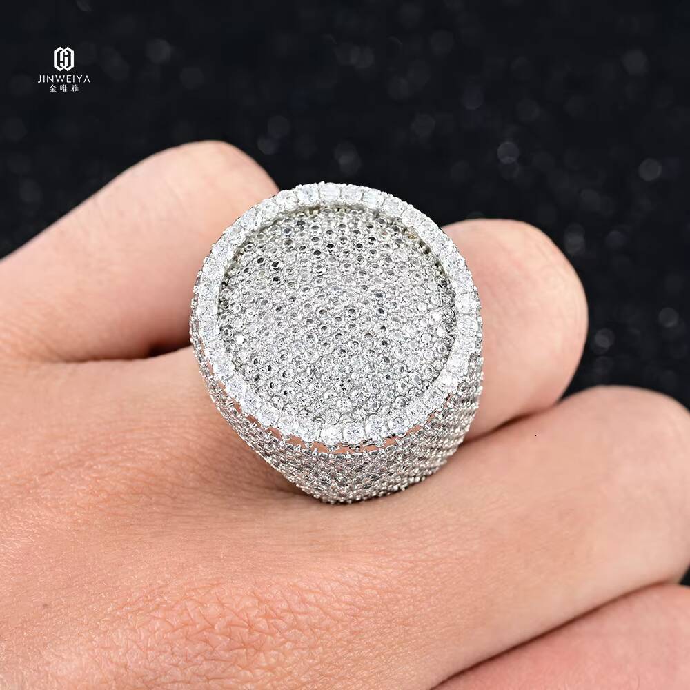 Mens Moissanite Ring Solid 925 Silver Hip Hop Jewelry Luxury Iced Out Pass Diamond Tester Cuban Ring