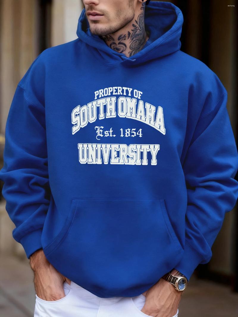 Men's Hoodies South Omaha Est 1854 Printed Jogging Man Fleece Comfortable Hoody Casual Hip Hop Streetwear All-Match Male Pullovers