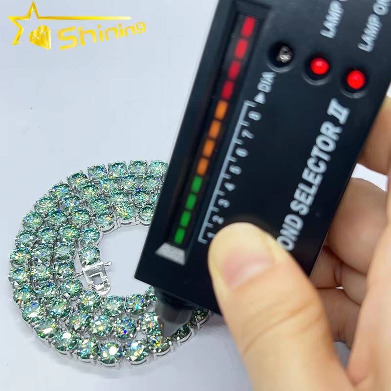 Hot Sale Green Moissanite Tennis Chain Fine Jewelry S925 Tennis Chain Bracelets necklace Custom Moissanite Jewelry