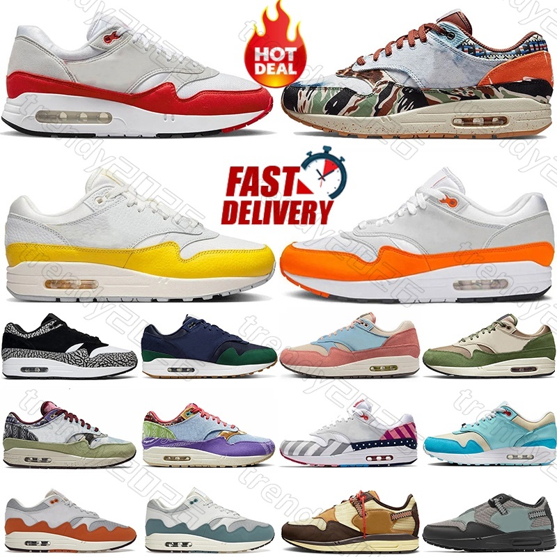 2026 designer shoes 1 87 men women patta waves black monarch baroque brown saturn gold wheat treeline mens running sneakers sports trainers eur 36-45