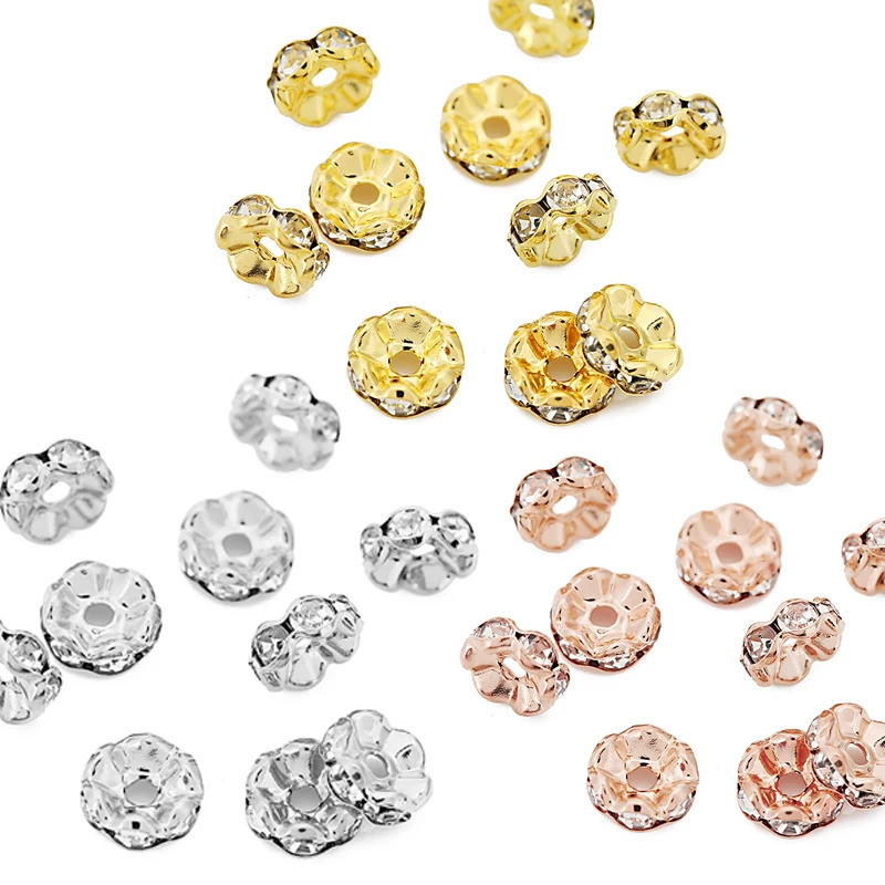 100pcs Rondelle Crystal Spacer Beads for Bracelet Loose 4mm 6mm 8mm Rhinestone Charm Beads Necklace Diy Jewelry Making Findings 260106