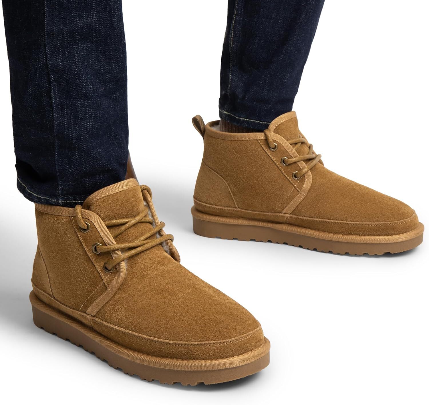 Ddmybear Men S Winter Snow Fuzzygo Cozy Suede Leather Cold Weather Warm Outdoor Casual Ankle Boots