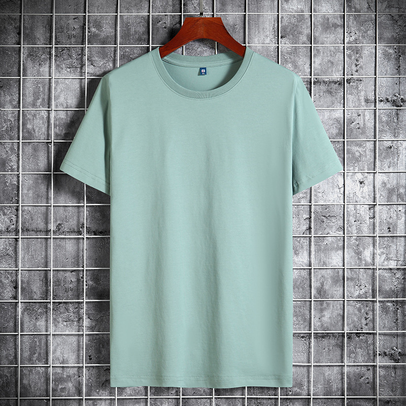 Modal Ice Silk Cotton Short Sleeve T-shirt for Men Solid Color Versatile Round Neck Lycra Stretch Casual Half Base Shirt