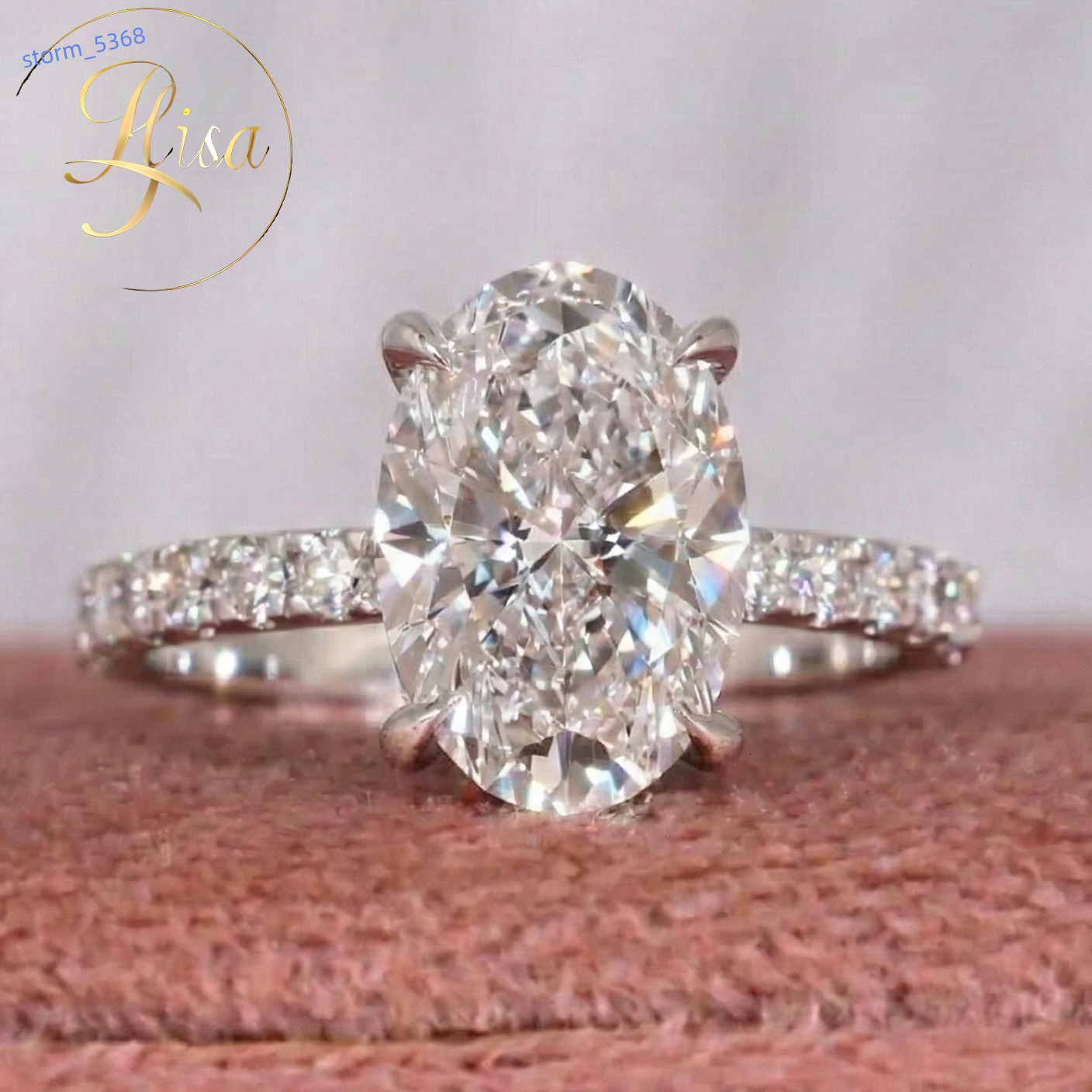 IGI Certified Oval Lab Grown Diamond Pave Engagement Ring Custom 10K 14K 18K Gold Lab Created Made Diamond Ring Women