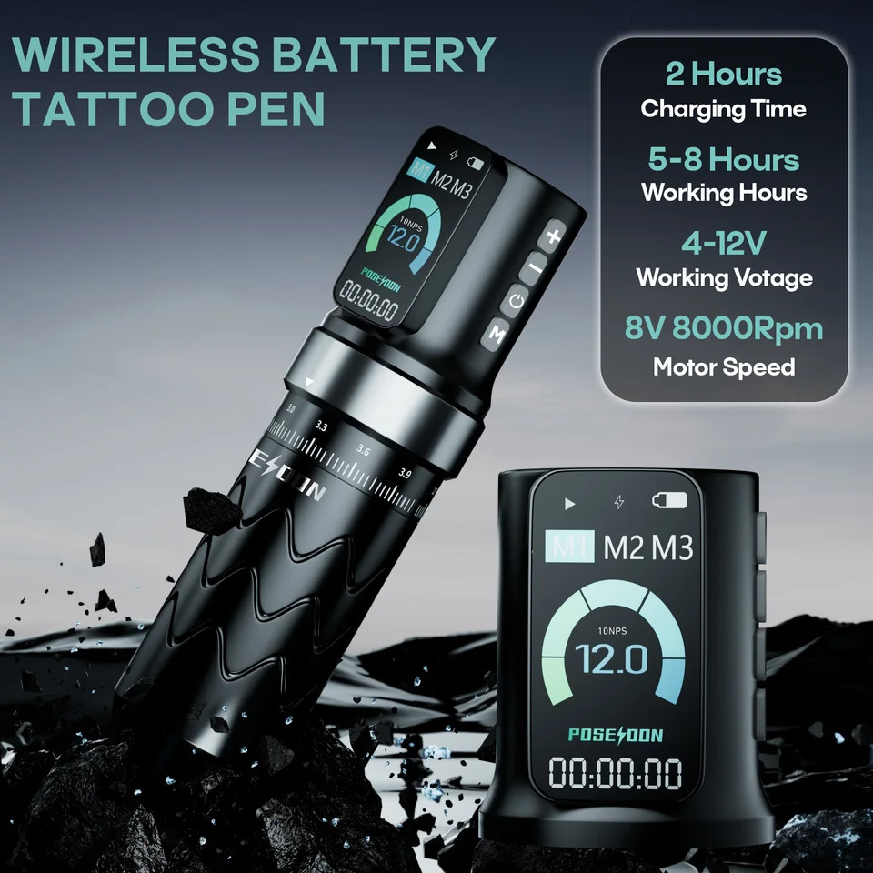 POSEIDON Adjustable Stroke Tattoo Machine Wirless Tattoo Pen With Powerful Custom Motor For Professional Tattoo Artist 260105