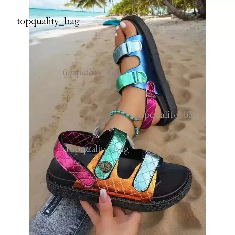 2026 10A Kurt Geigerr Sandal Womens London Designer Sandals Support Eaglehead Flip Flops Slippers Full Grain Textured Rubber Flats Beach Shoes Kurt Giegar 885