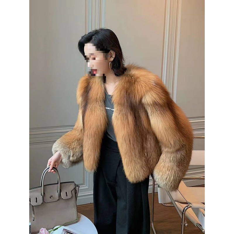 Golden lsland Fox Fur Coat Fur Jacket With Collar Short Silver Fox Fur Coat Arrival Fur Coat For Women 250910