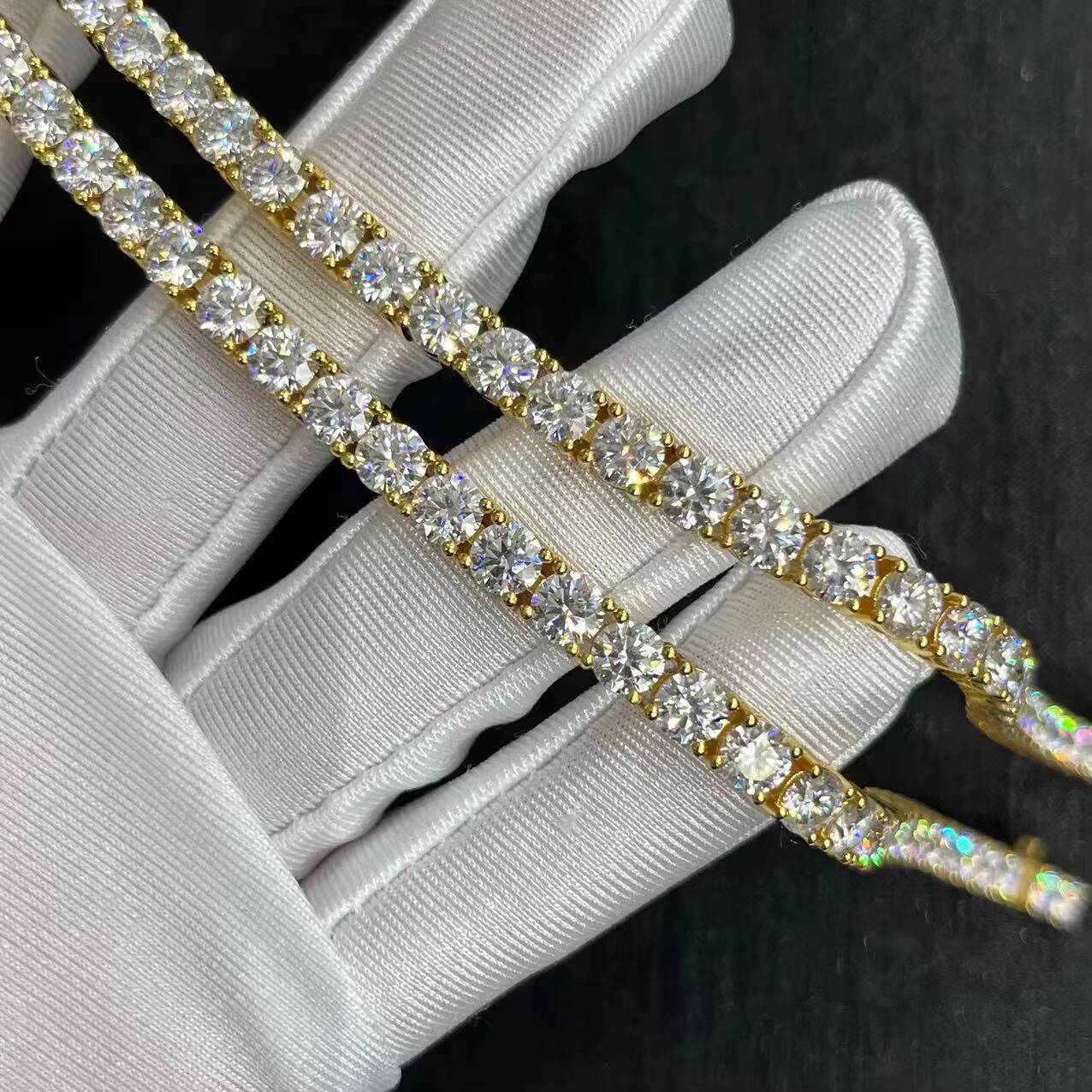Luxury Real Diamond Tennis Chain Jewelry 5MM 22 Inches Gold Moissanite Tennis Chain Necklace