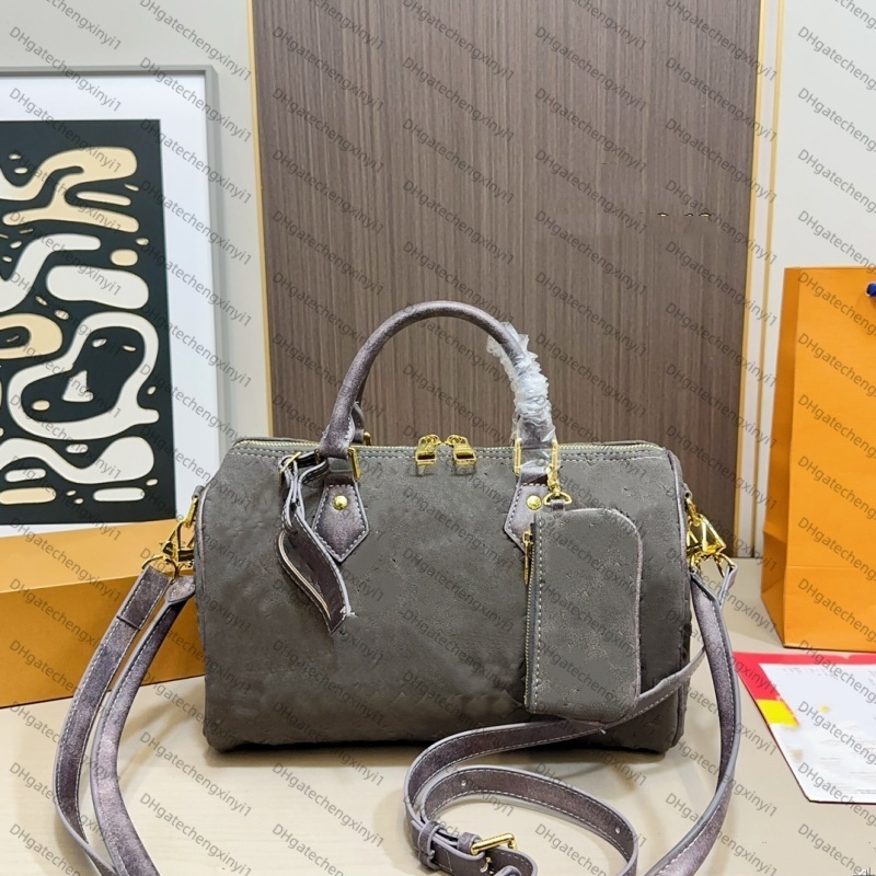 Designer bag luxury shoulder bag crossbody pillow bags vintage suede enchase Boston bags 30CM Handbag Purse Travel handbags Pouch