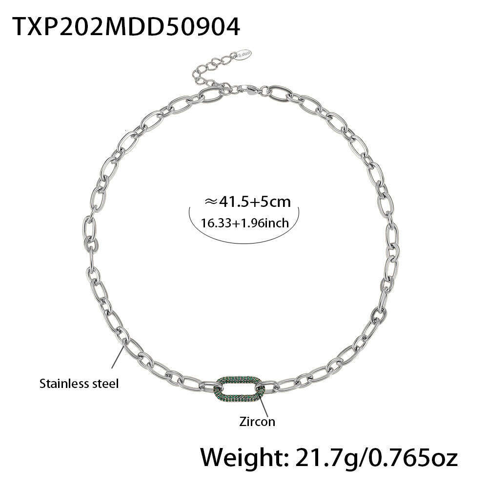 Seattle Titanium Jewelry Stainless Steel Micro Inlaid Zircon Collarbone Necklace Bracelet European And American Simple Exquisite Set In Stock