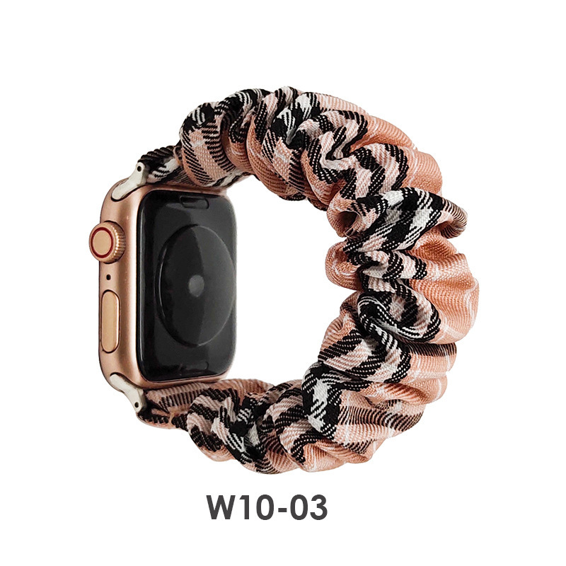 Compatible with iWatch Cross-border Striped Plaid Fresh Elastic Single Loop Scrunchie Apple Watch Band