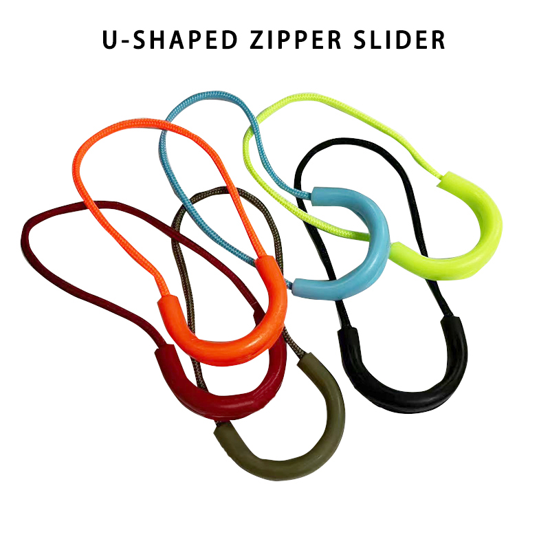 Colorful Silicone Zipper Pulleys with U-Shaped Design - Perfect for DIY Apparel Projects