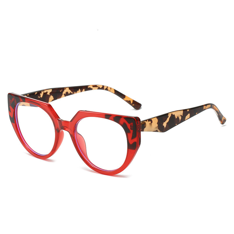 TR90 Lightweight Blue Light European and American Style Ins Patchwork Color Blocking Retro Cat Eye Large Frame Non-Prescription Glasses