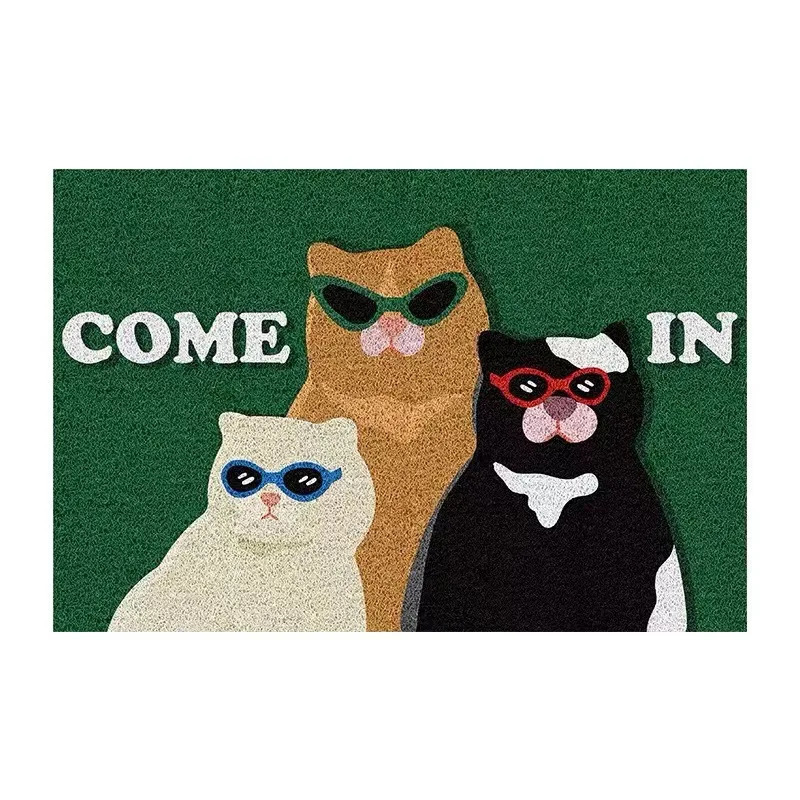 Funny Cats Entrance Doormat Dogs Anti-slip PVC Floor Mats Easy Clean Entry Porch Hallway Entryway Home Decor Dust Removal Carpet 260104 M260207