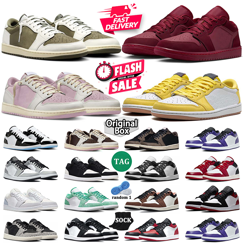 Designer shoes low Basketball shoes Mens Velvet Brown Golf Olive Reverse Mochas Dark Wolf Grey Black Phantom Pine Green Bred Toe Unc Womens Sports trainers