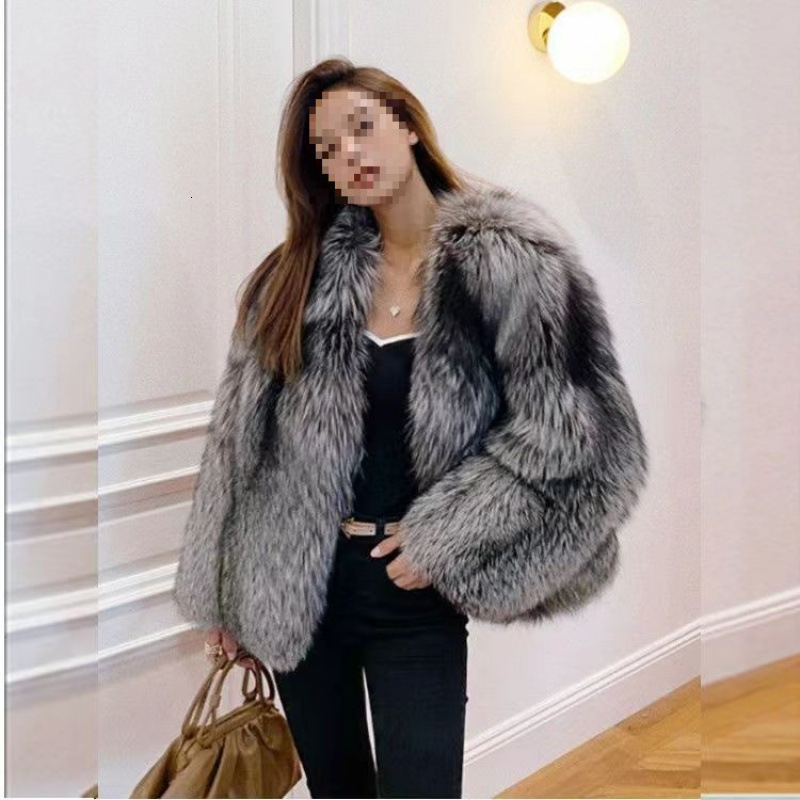 Golden lsland Fox Fur Coat Fur Jacket With Collar Short Silver Fox Fur Coat Arrival Fur Coat For Women 250910