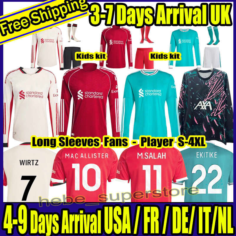 S-4XL long sleeves Liverpool 25 26 27 Mohamed Salah ISAK wirtz Ekitike SZOBOSZLAI football kits MAC ALLISTER VIRGIL GAKPO Kerkez Frimpong Soccer Jerseys Kids Kit
