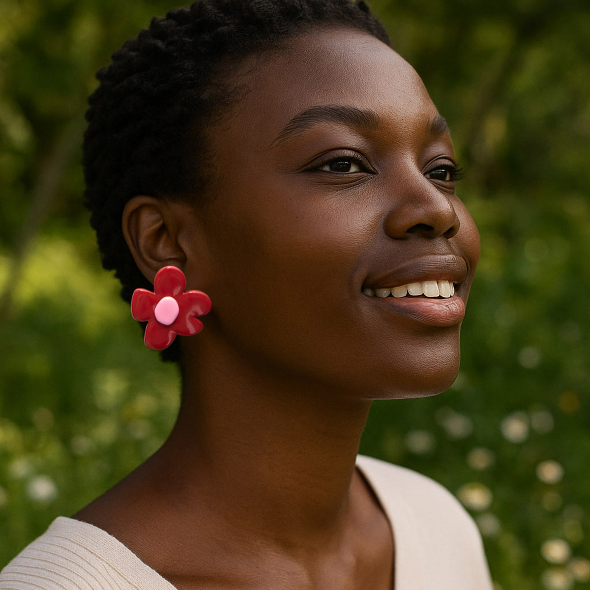 Simple Fashion Cute Acrylic Cartoon Flower Earrings Versatile Casual Daily Commuting Women's Ear Jewelry
