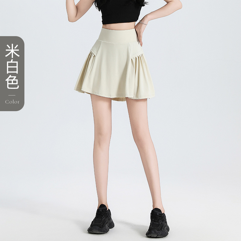 High-Waisted Anti-Chafing Layered Skort: Slim-Fitting Summer Athletic Capris for Running, Yoga, Dance & Fitness