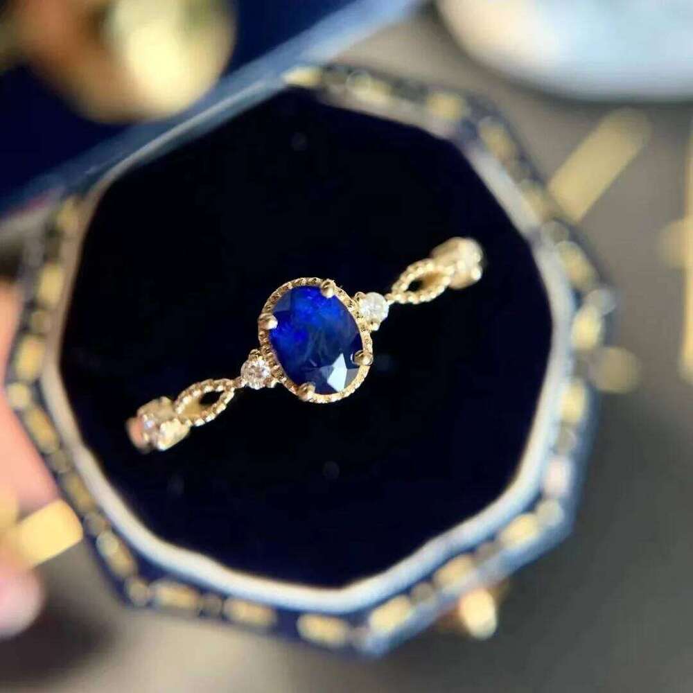 Classical Sterling Silver Color Style Blue Crystal CZ Rings Women Retro Round Gold Plated Pattern Ring Special Gift For Her
