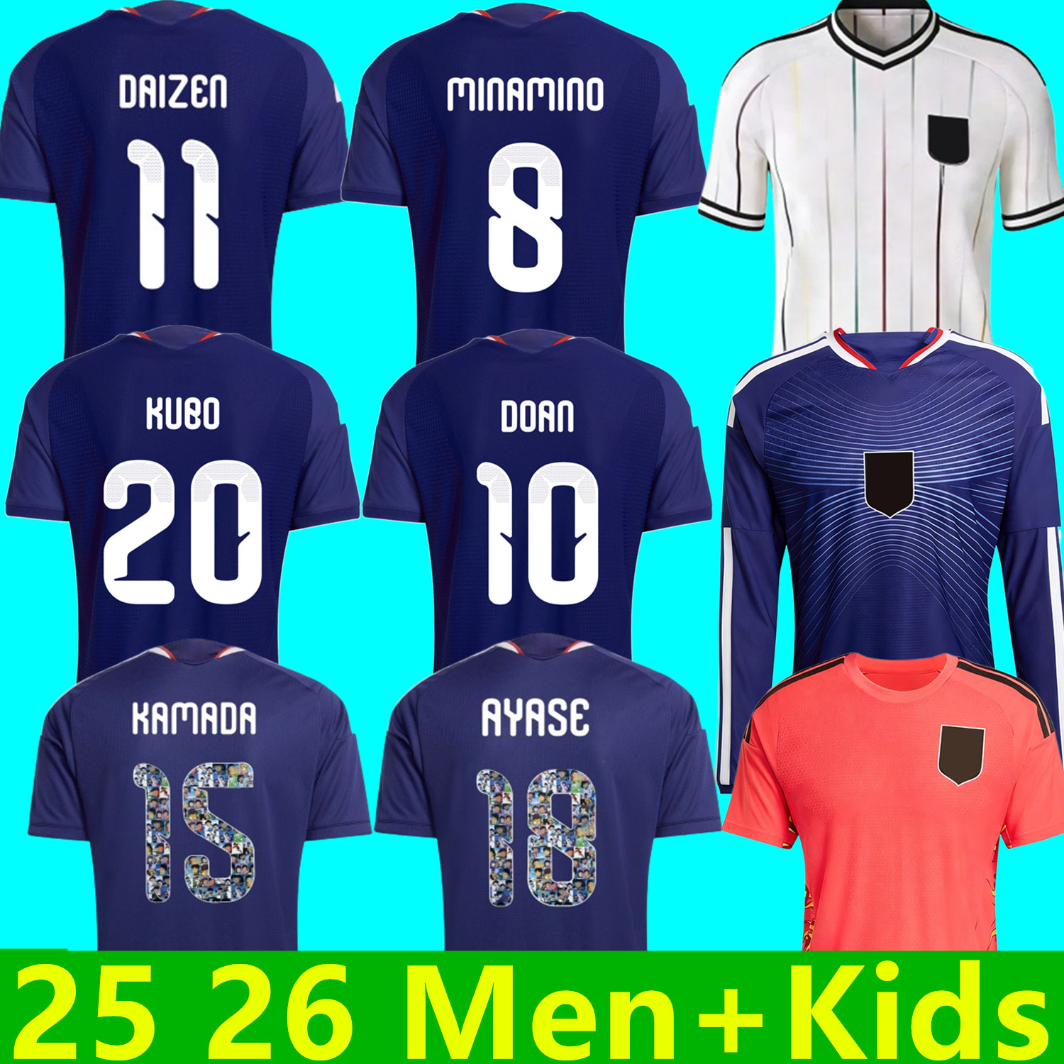 Japan jersey 25 26 World Cup Soccer Jerseys Classic Cartoon Tracksuit: KUBO, DOAN,MINAMINO, TOMIYASU, TSUBASA & More - Breathable Football Shirt for Fans player version