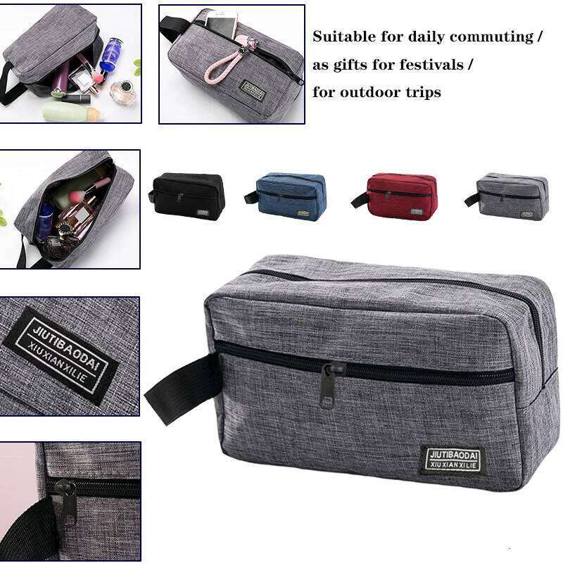 Hanging Toiletry Large Capacity Waterproof Portable Travel Cosmetic Bag Gray for Men Women Bathroom Storage Organizer