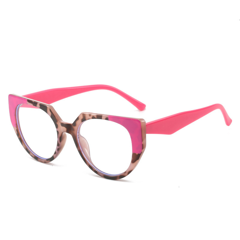 TR90 Lightweight Blue Light European and American Style Ins Patchwork Color Blocking Retro Cat Eye Large Frame Non-Prescription Glasses