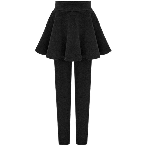 Women's Fleece-lined Layered Skirt Pants: Versatile Black Korean-style Ruffled Trousers for Spring & Autumn
